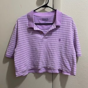 XL purple with white stripes polo crop top